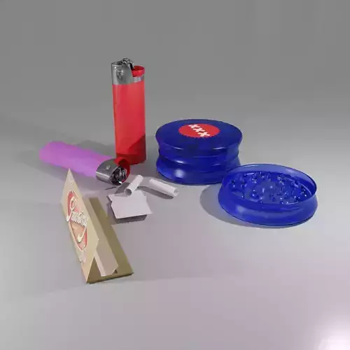 SMOKING WEED KIT LIGHTER ROLLING PAPER Free low-poly 3D model