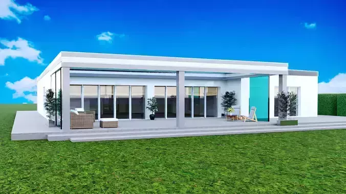 Modern house Low-poly 3D model
