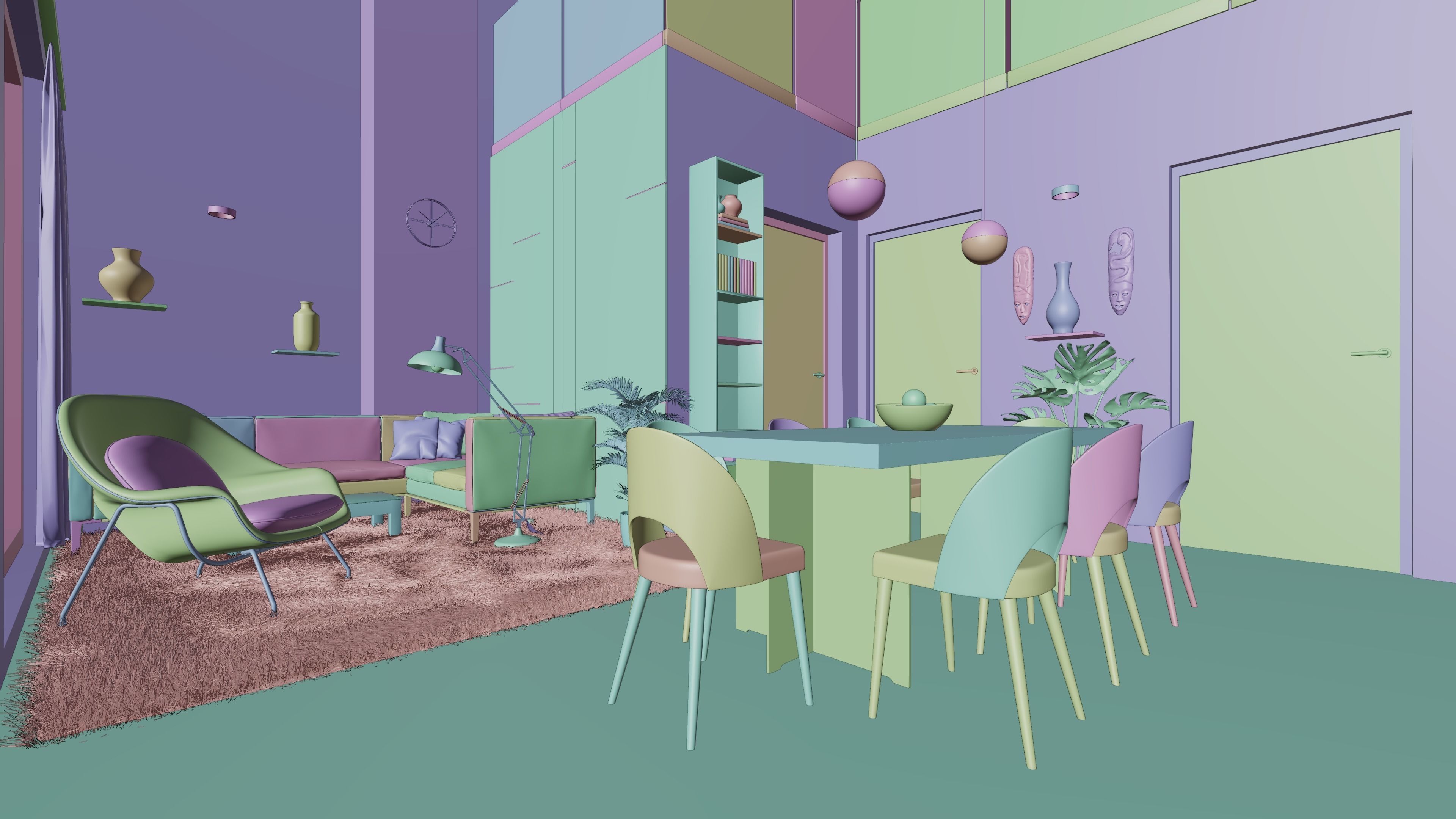 Room interior blender file 3D model_1