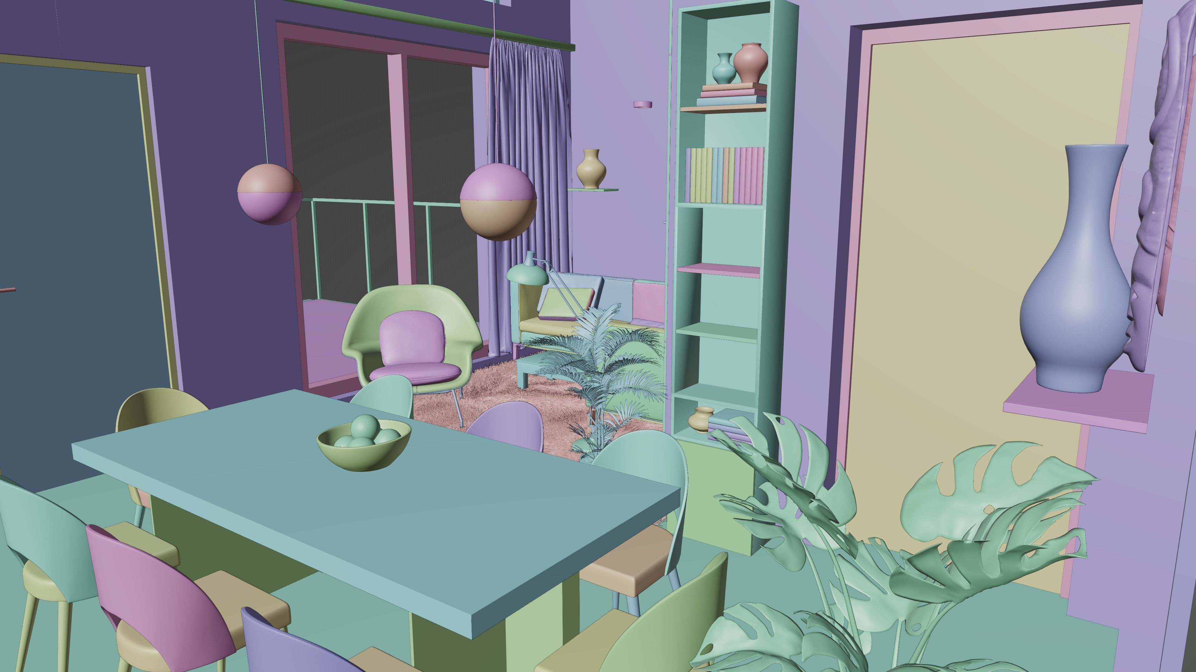 Room interior blender file 3D model_2