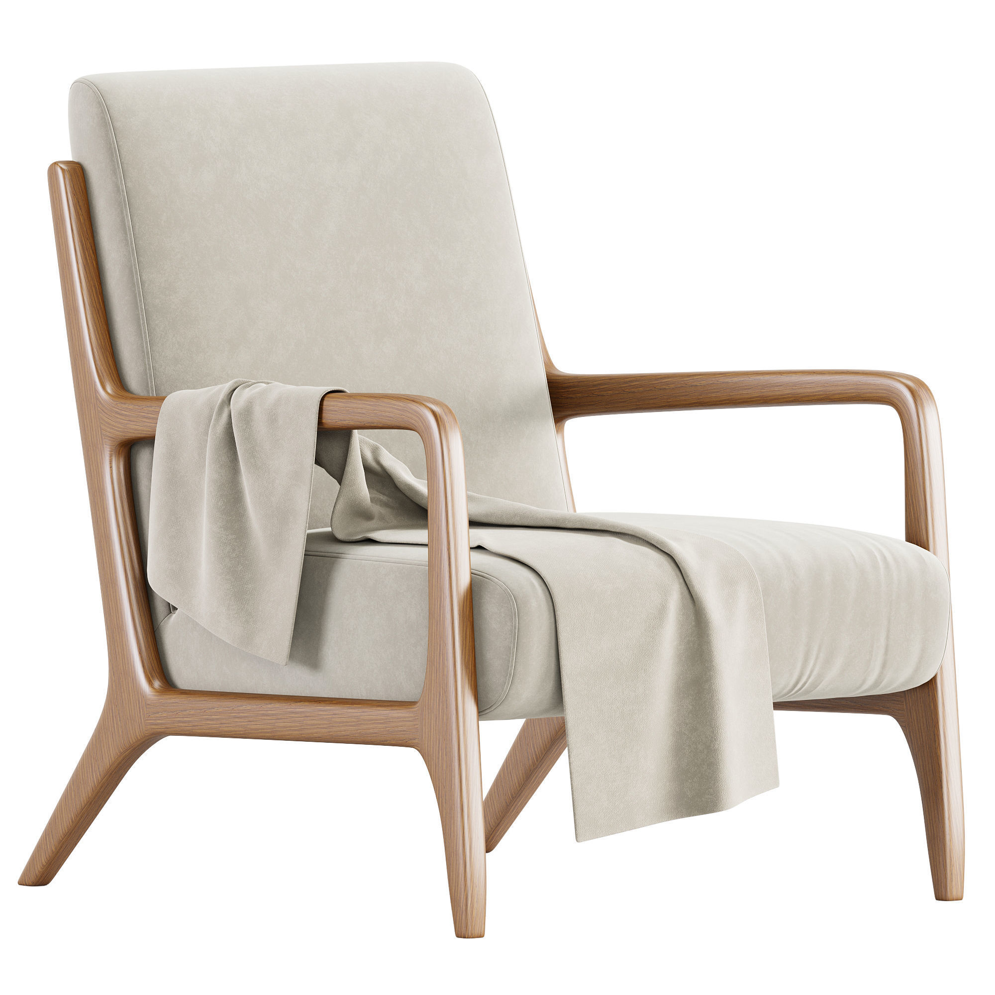 Zara Home The ash wood armchair with linen upholstery 3D model CGTrader