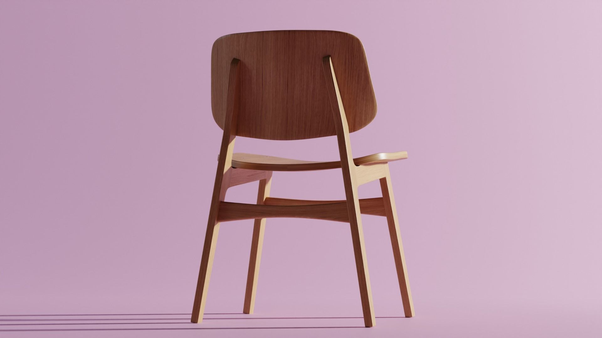 Wooden Chair 3D Model Low-poly 3D model_3