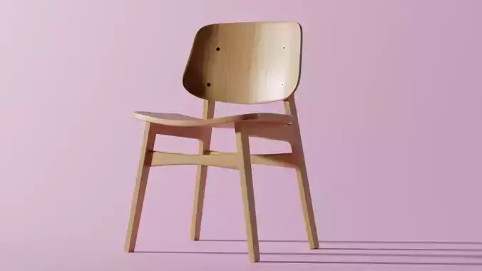 Wooden Chair 3D Model Low-poly 3D model