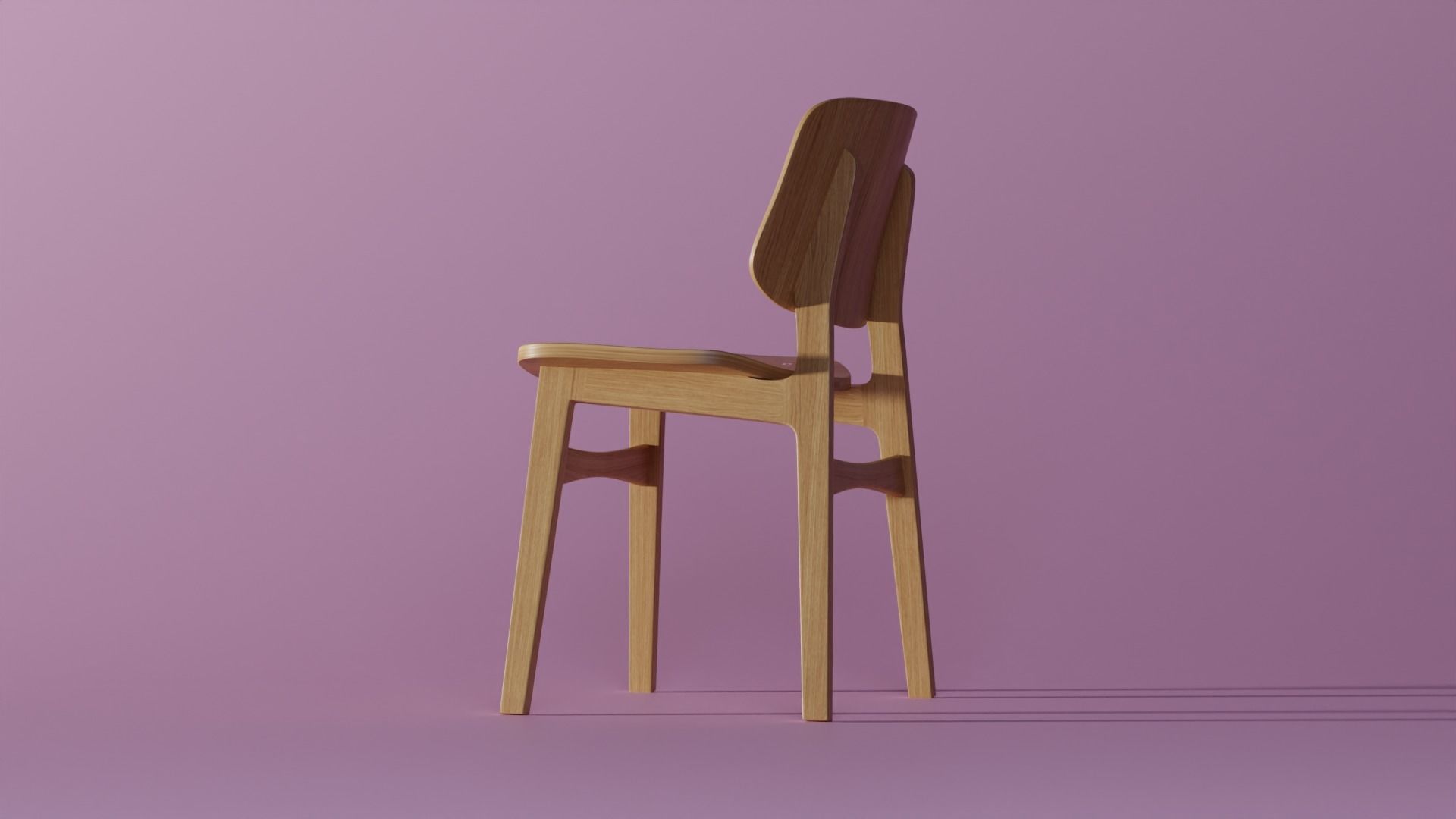 Wooden Chair 3D Model Low-poly 3D model_2