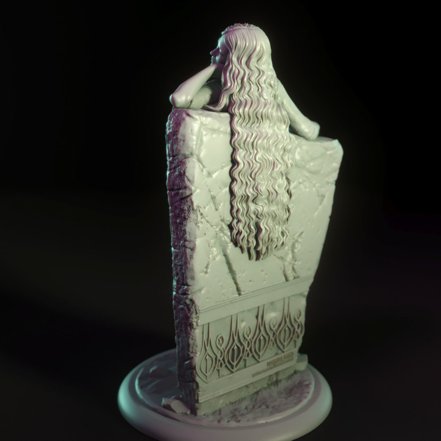 Galadriel statue of woman leaning 3D print model_8