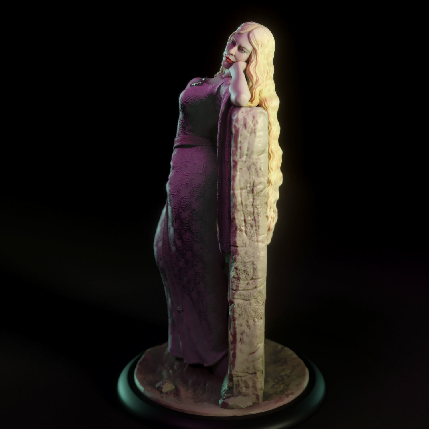 Galadriel statue of woman leaning 3D print model_4