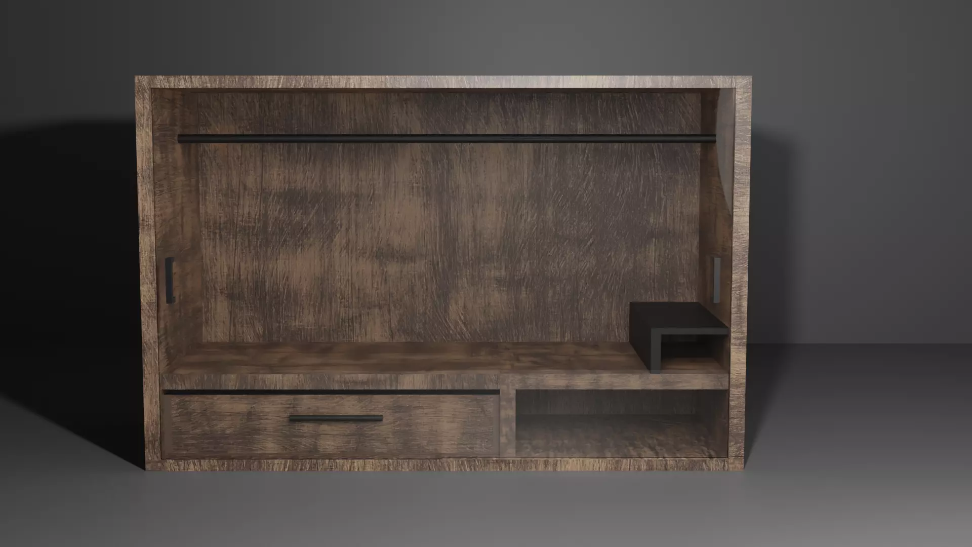 Ahsap cam kapakli dolap Free 3D model_0