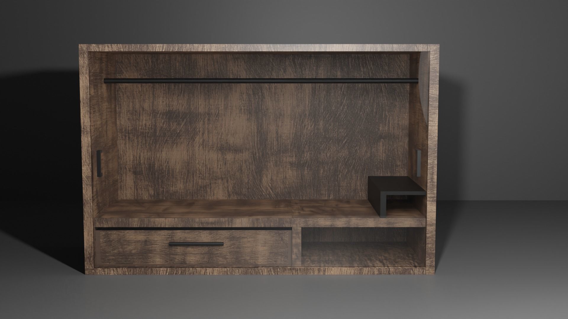 Ahsap cam kapakli dolap Free 3D model_1