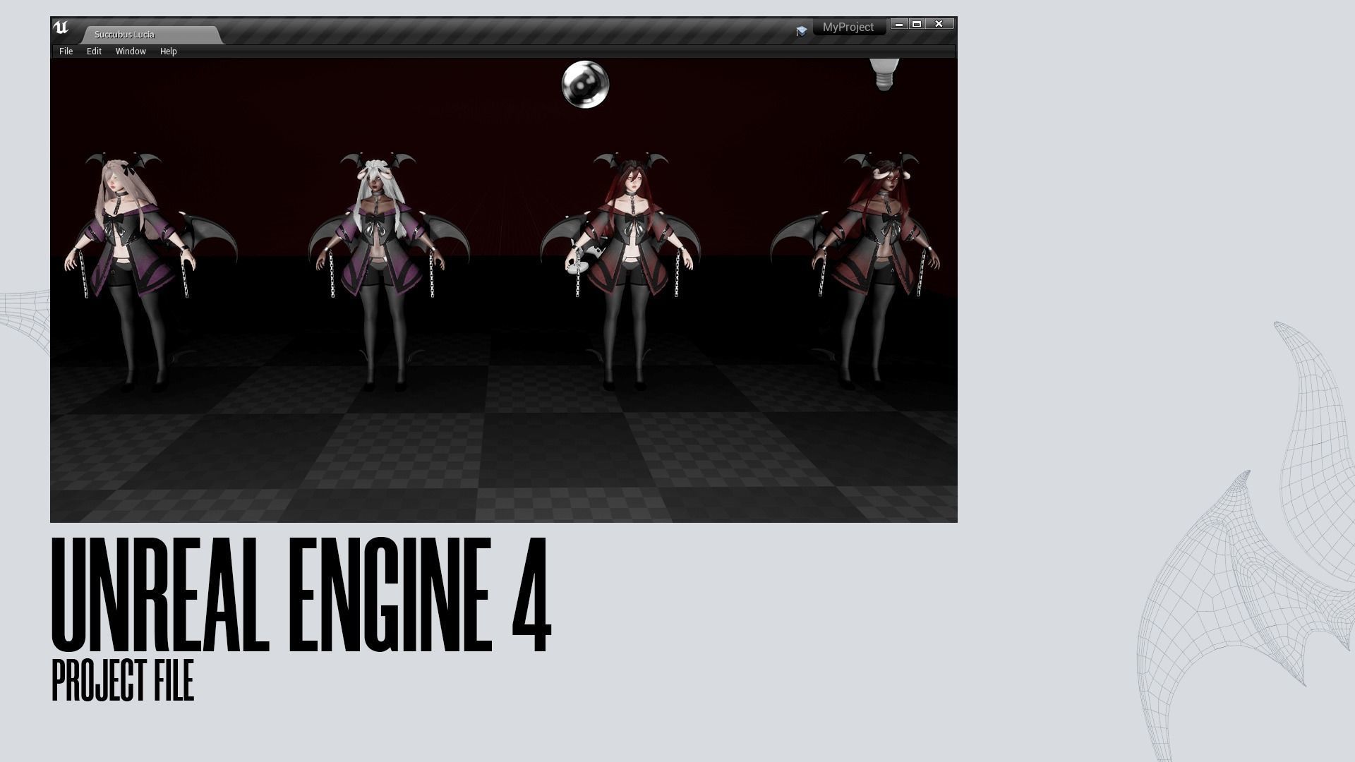 Succubus Lucia - Game Ready Low-poly 3D model_27