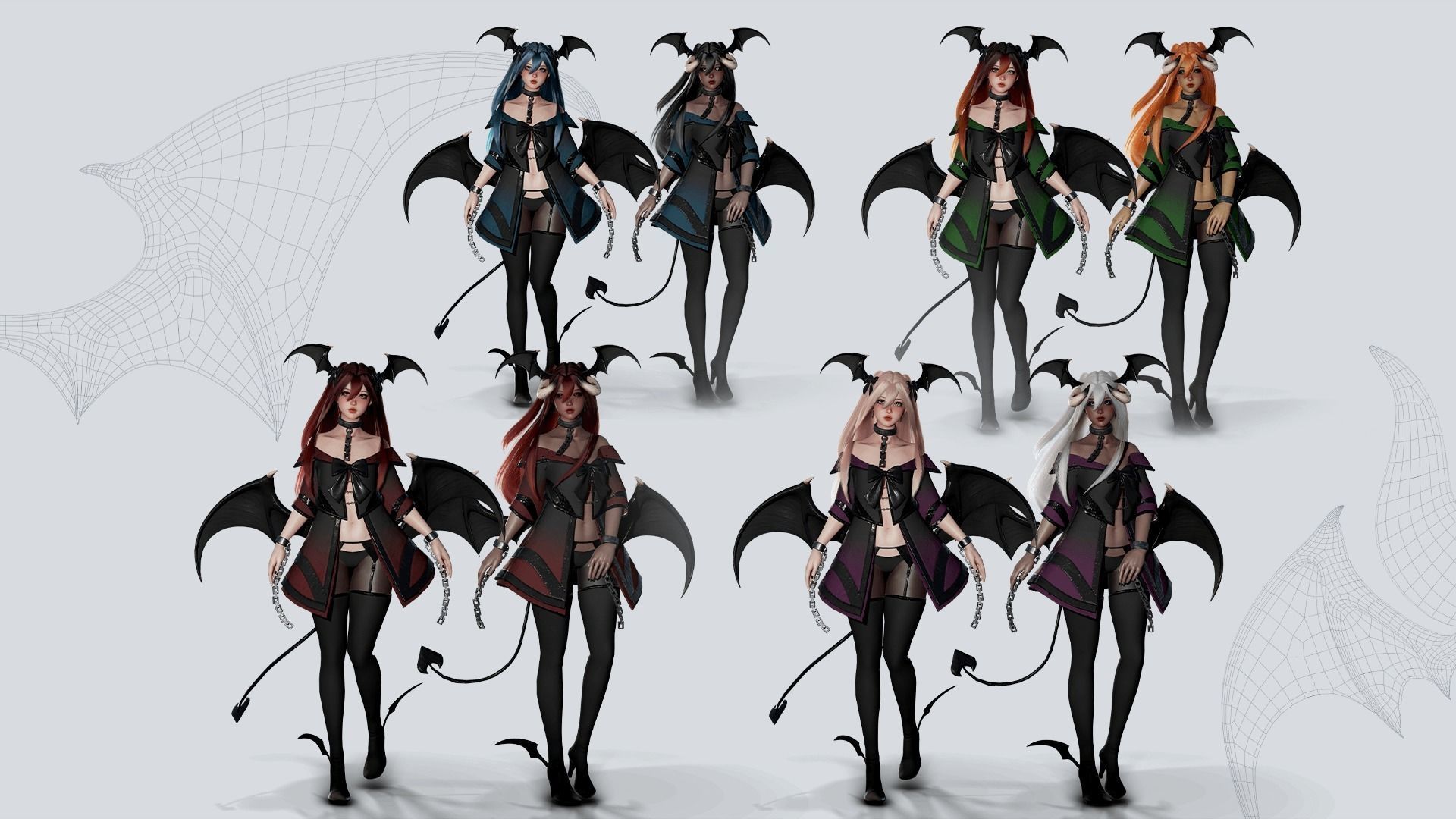 Succubus Lucia - Game Ready Low-poly 3D model_5