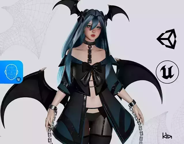 Succubus Lucia - Game Ready Low-poly 3D model