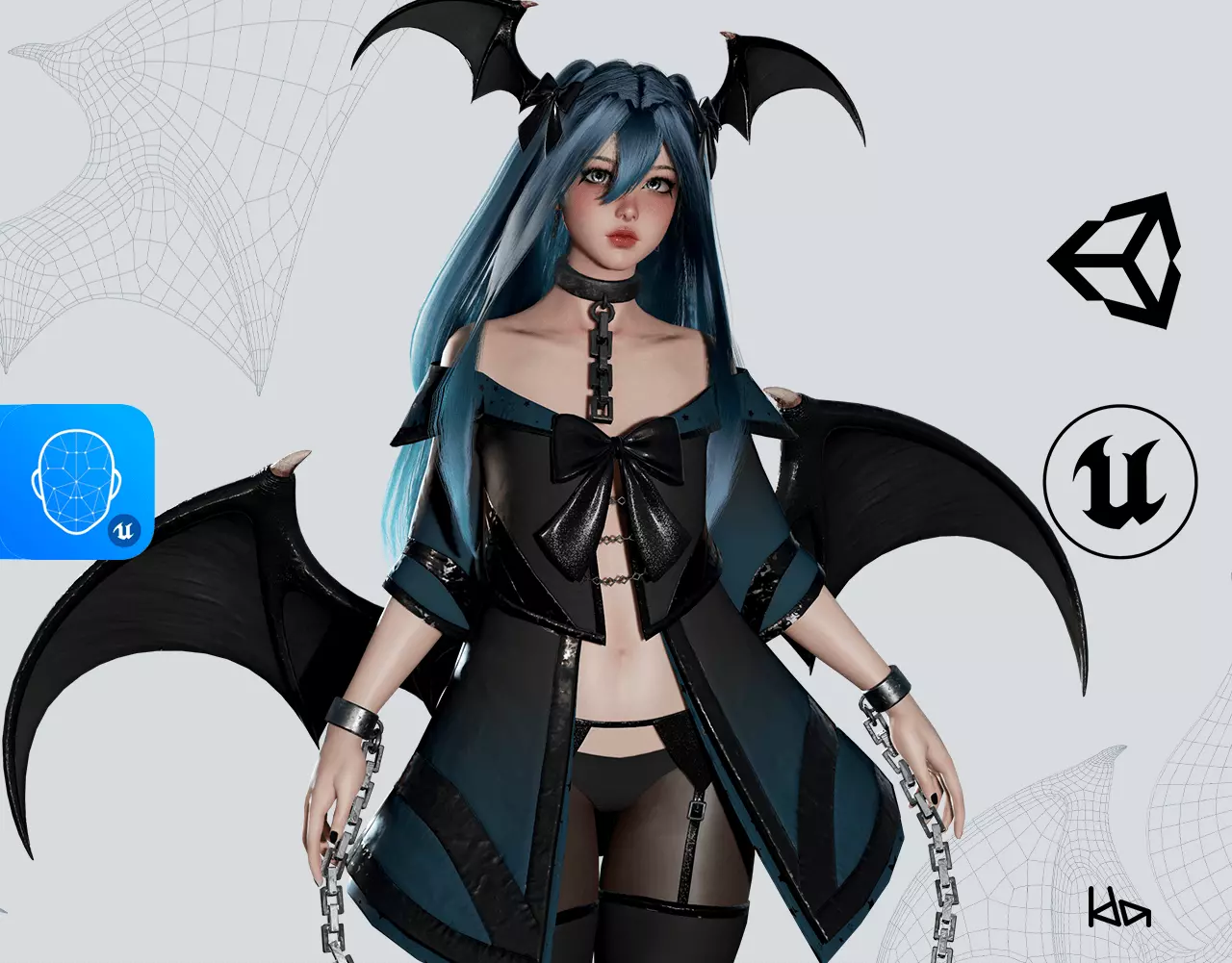 Succubus Lucia - Game Ready Low-poly 3D model_0