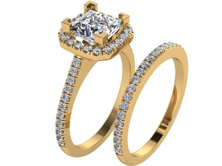 Round Cut Diamond Bridal Set 1748 3D print model 3D print model_1