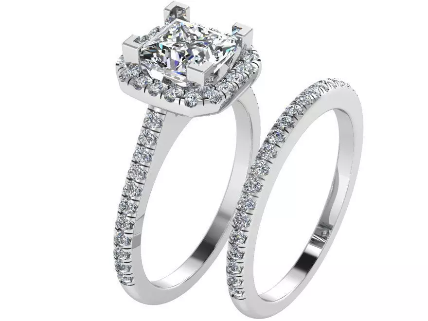 Round Cut Diamond Bridal Set 1748 3D print model 3D print model_0