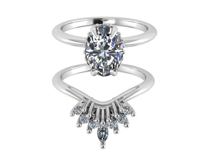 Oval Halo Ring With Band 1749 3D print model 3D print model_2