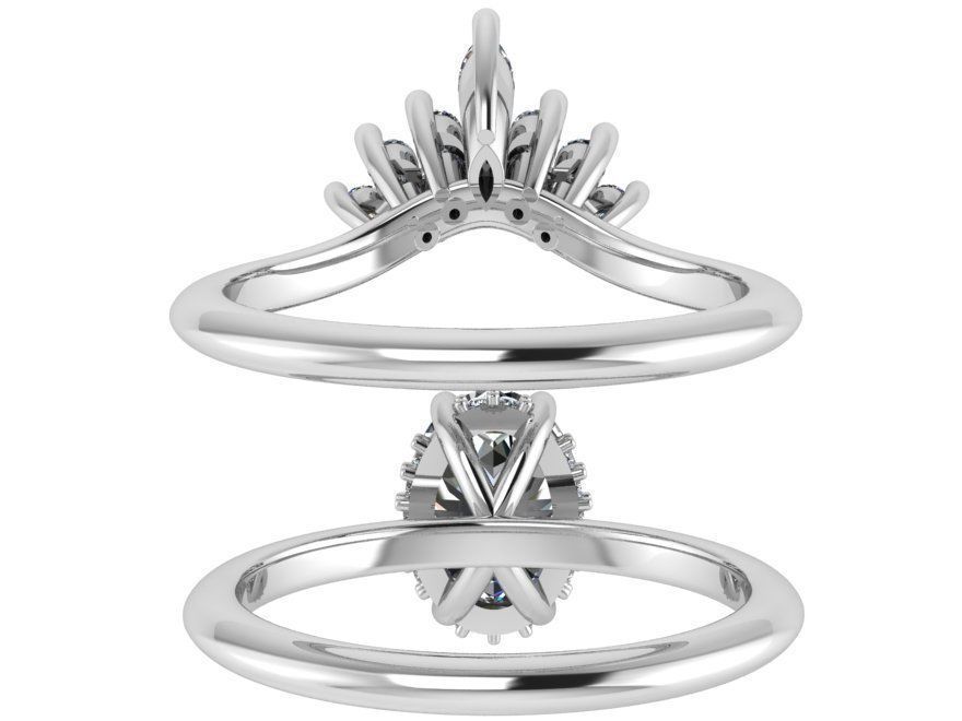 Oval Halo Ring With Band 1749 3D print model 3D print model_3
