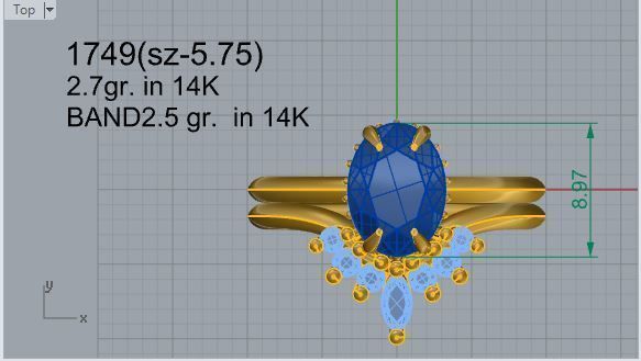 Oval Halo Ring With Band 1749 3D print model 3D print model_4