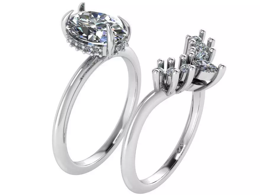 Oval Halo Ring With Band 1749 3D print model 3D print model_0