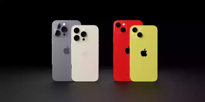 Apple iPhone 14 All Models in Official Colors 3D Model Collection