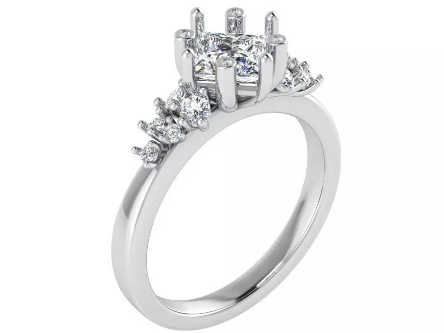 Triangular Diamond ring 1751 3D print model 3D print model
