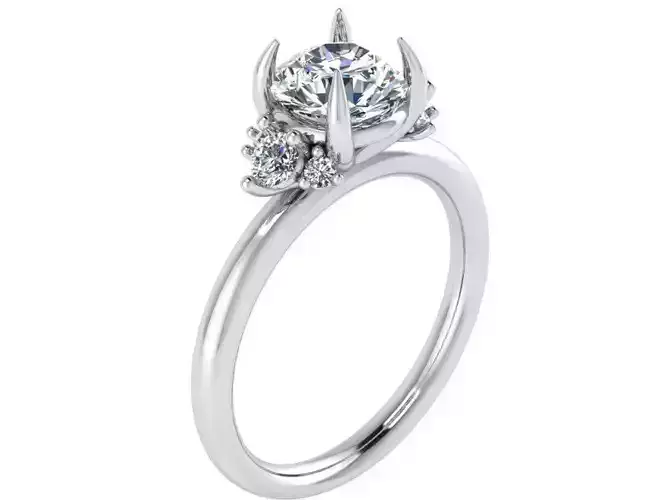 Ring with 3-Stones Diamond 1752 3D print model