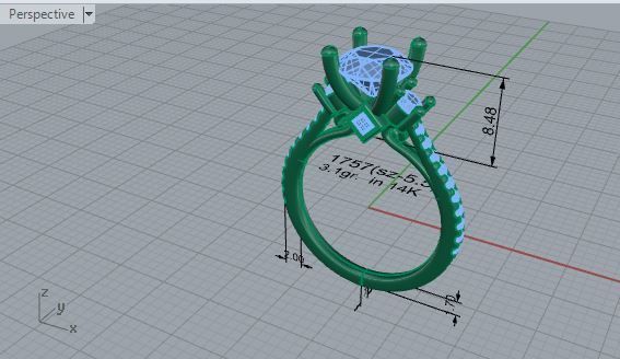 Oval Halo Ring 1757 3D print model 3D print model_7