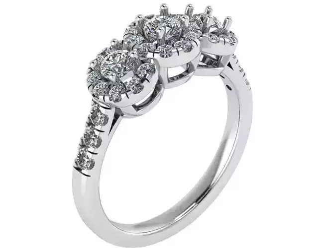 3-STONE DIAMOND RING 1758 3D print Model