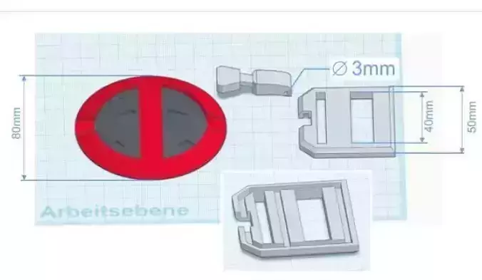 Deadpool belt buckle 3D print model