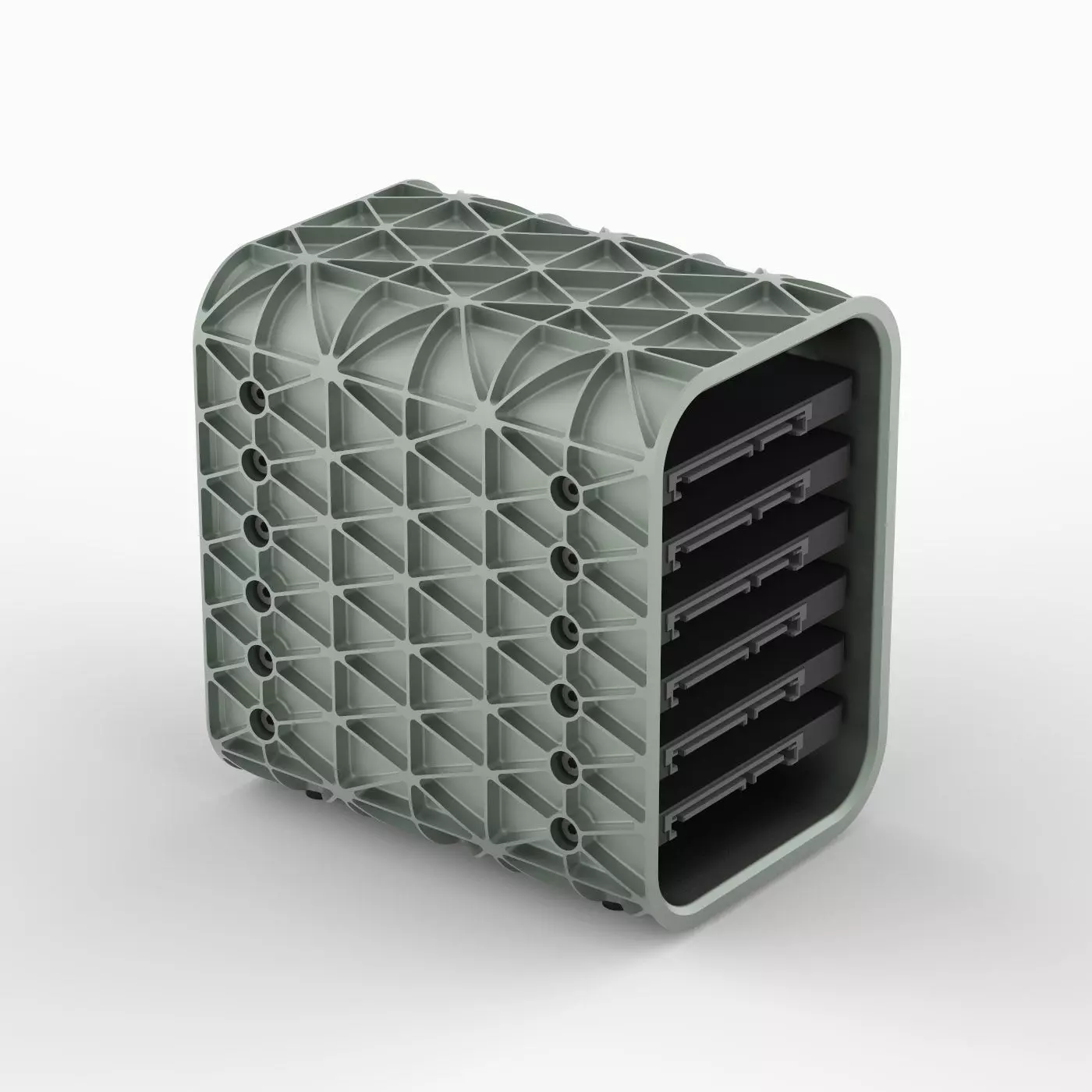 AERO SPACE HARD DRIVE ENCLOSURE - SSD - 6 DRIVE - LIGHTWEIGHT 3D print model_0
