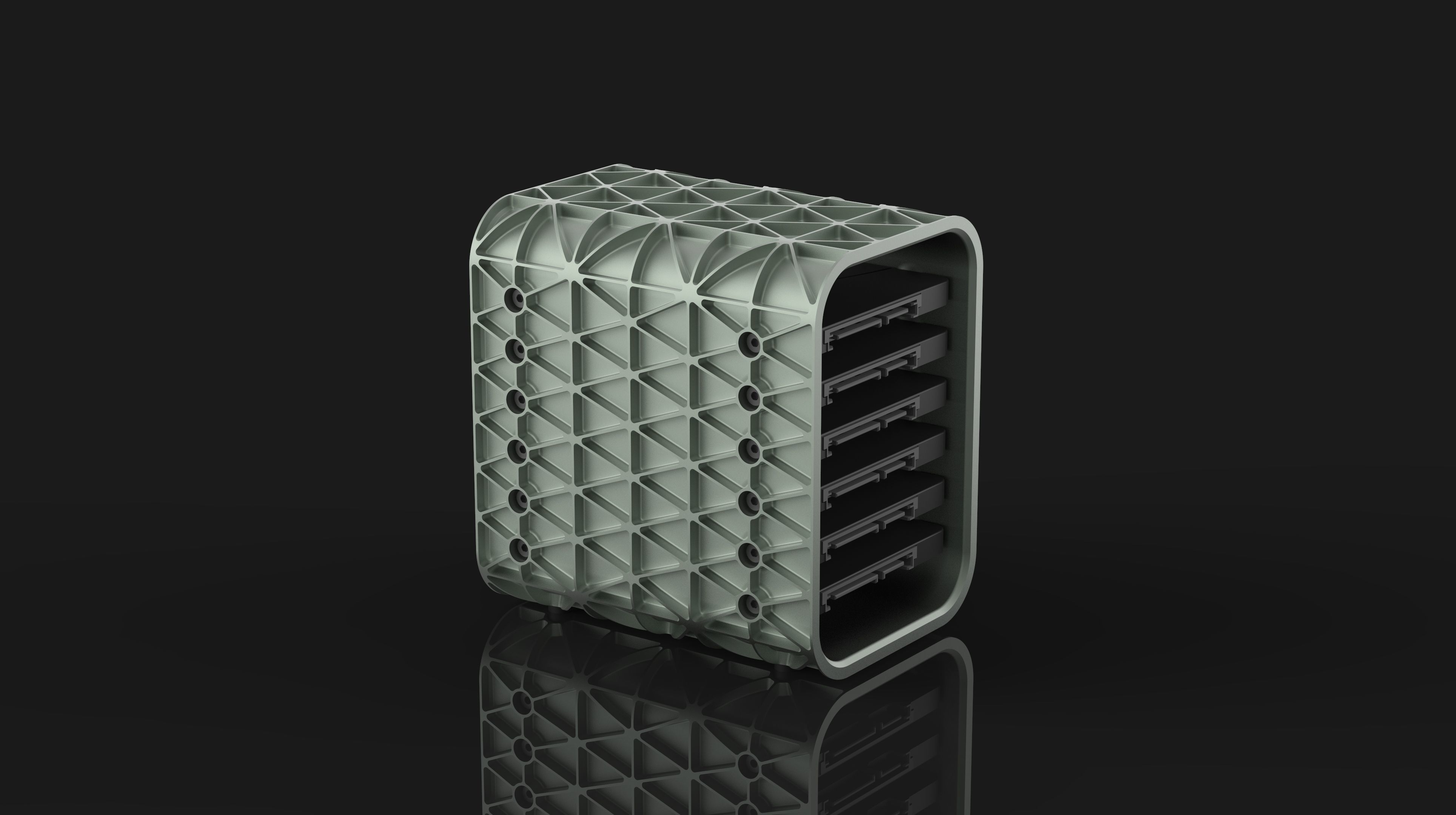 AERO SPACE HARD DRIVE ENCLOSURE - SSD - 6 DRIVE - LIGHTWEIGHT 3D print model_3
