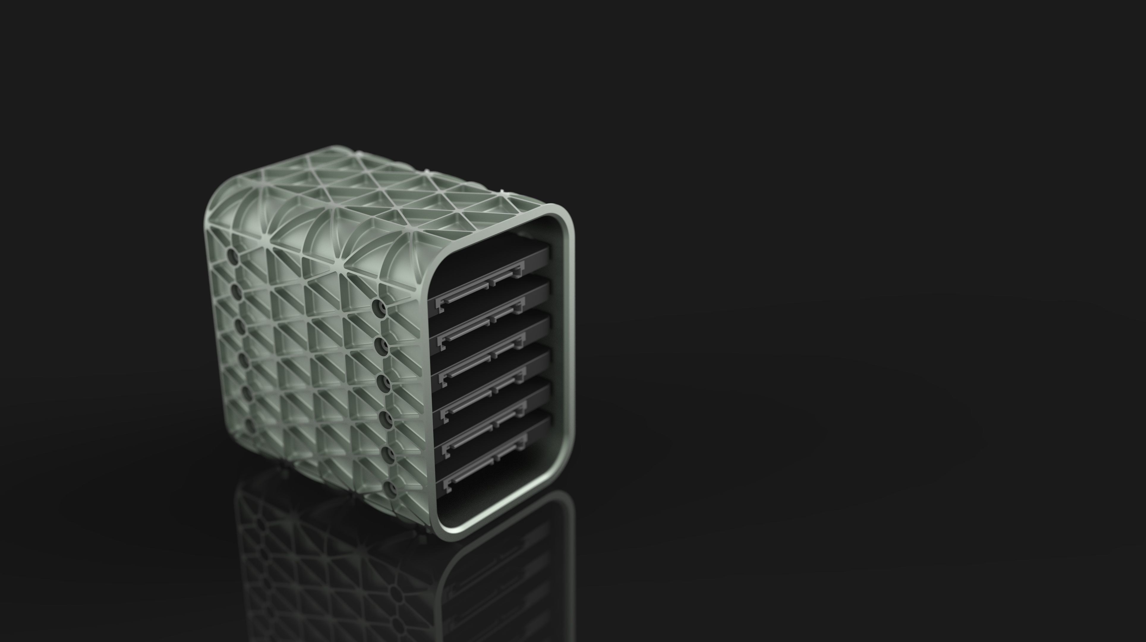AERO SPACE HARD DRIVE ENCLOSURE - SSD - 6 DRIVE - LIGHTWEIGHT 3D print model_5
