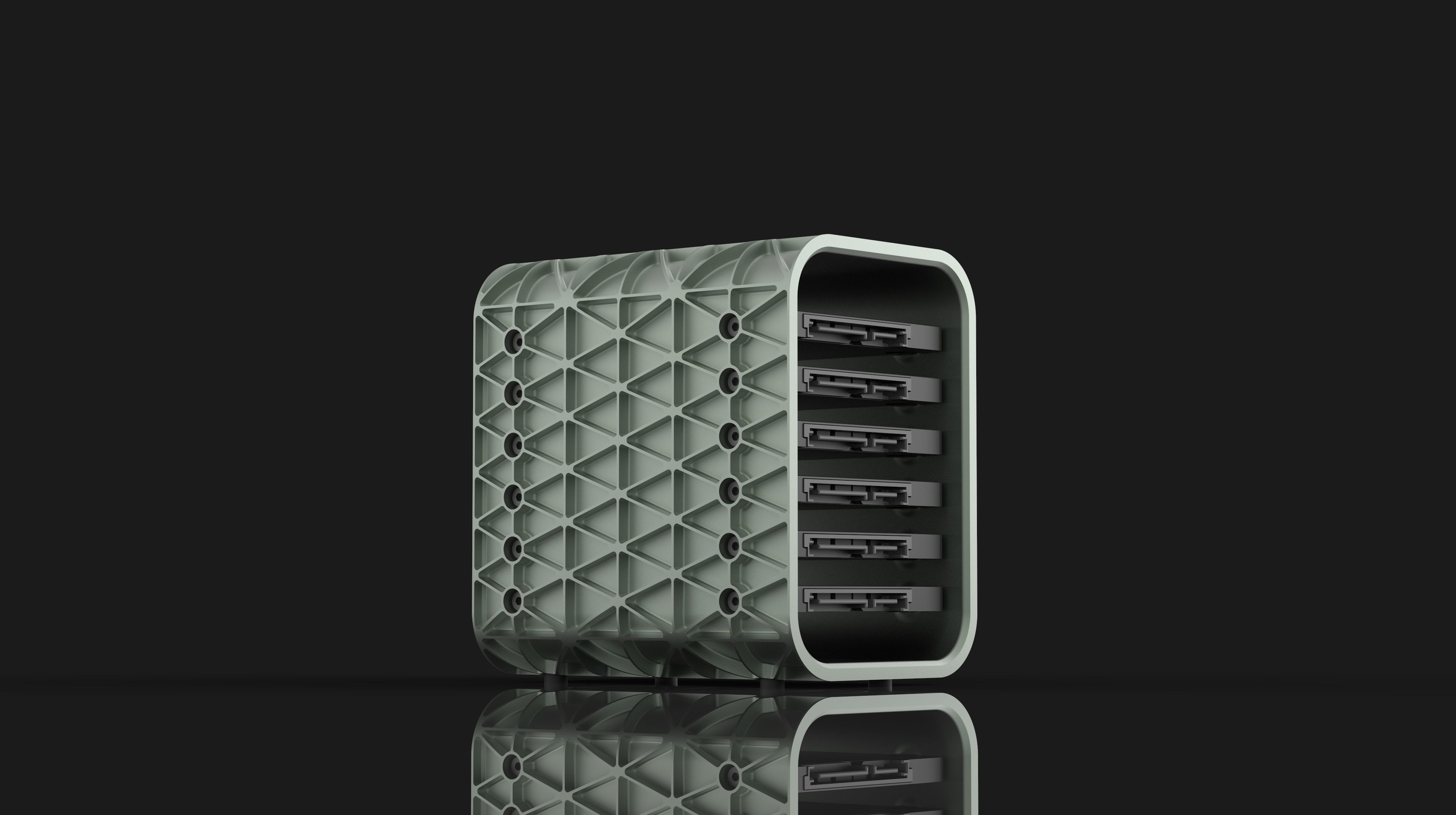 AERO SPACE HARD DRIVE ENCLOSURE - SSD - 6 DRIVE - LIGHTWEIGHT 3D print model_2