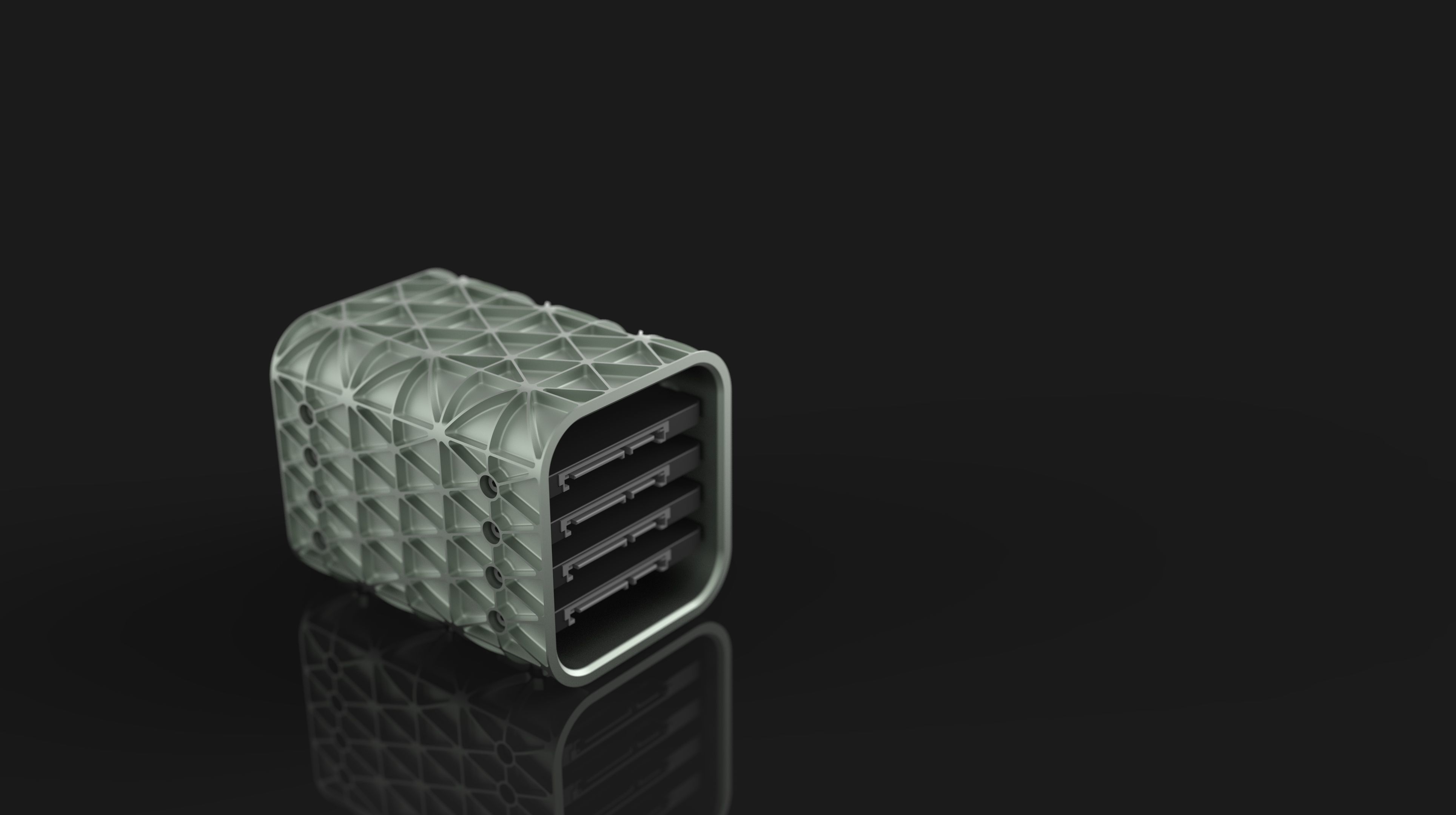 AERO SPACE HARD DRIVE ENCLOSURE - SSD - 4 DRIVE - LIGHTWEIGHT 3D print model_5