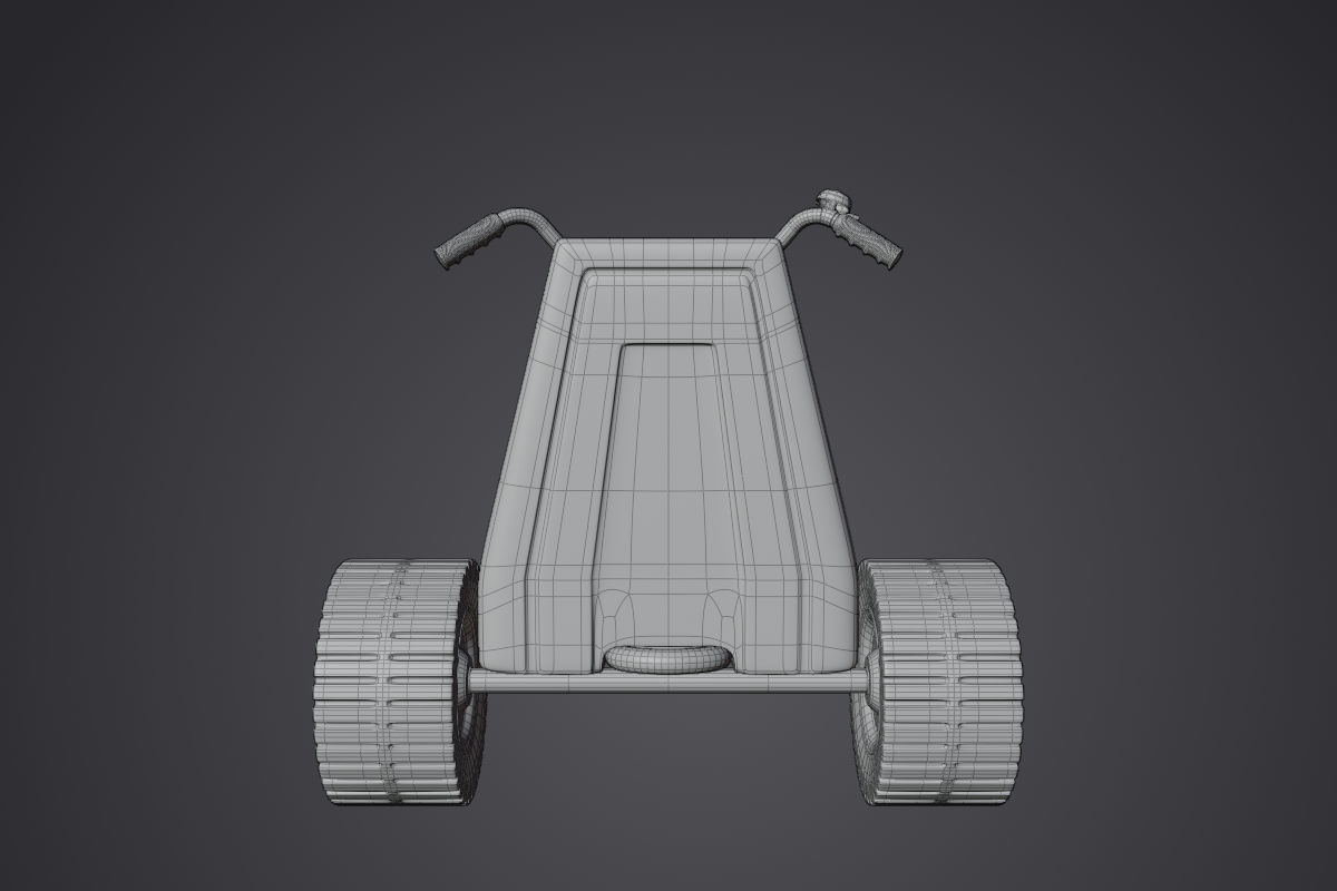 Tricycle on orange carpet Low-poly 3D model_12