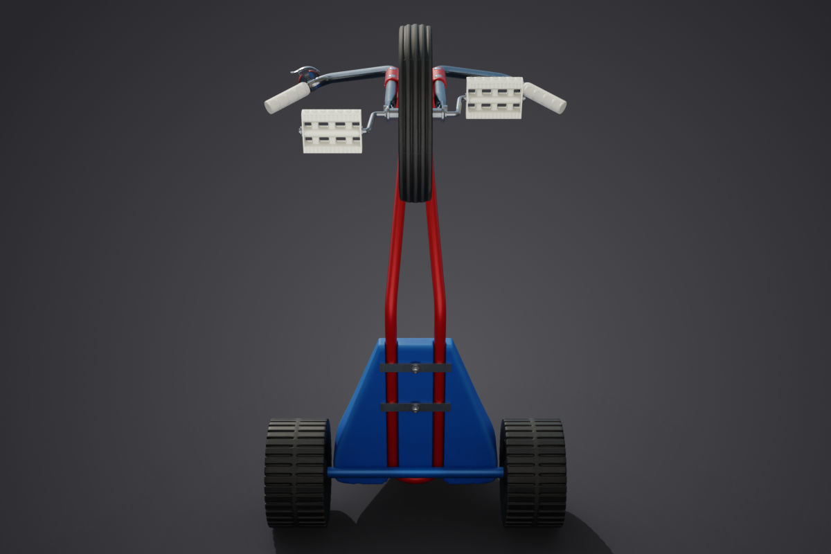 Tricycle on orange carpet Low-poly 3D model_8