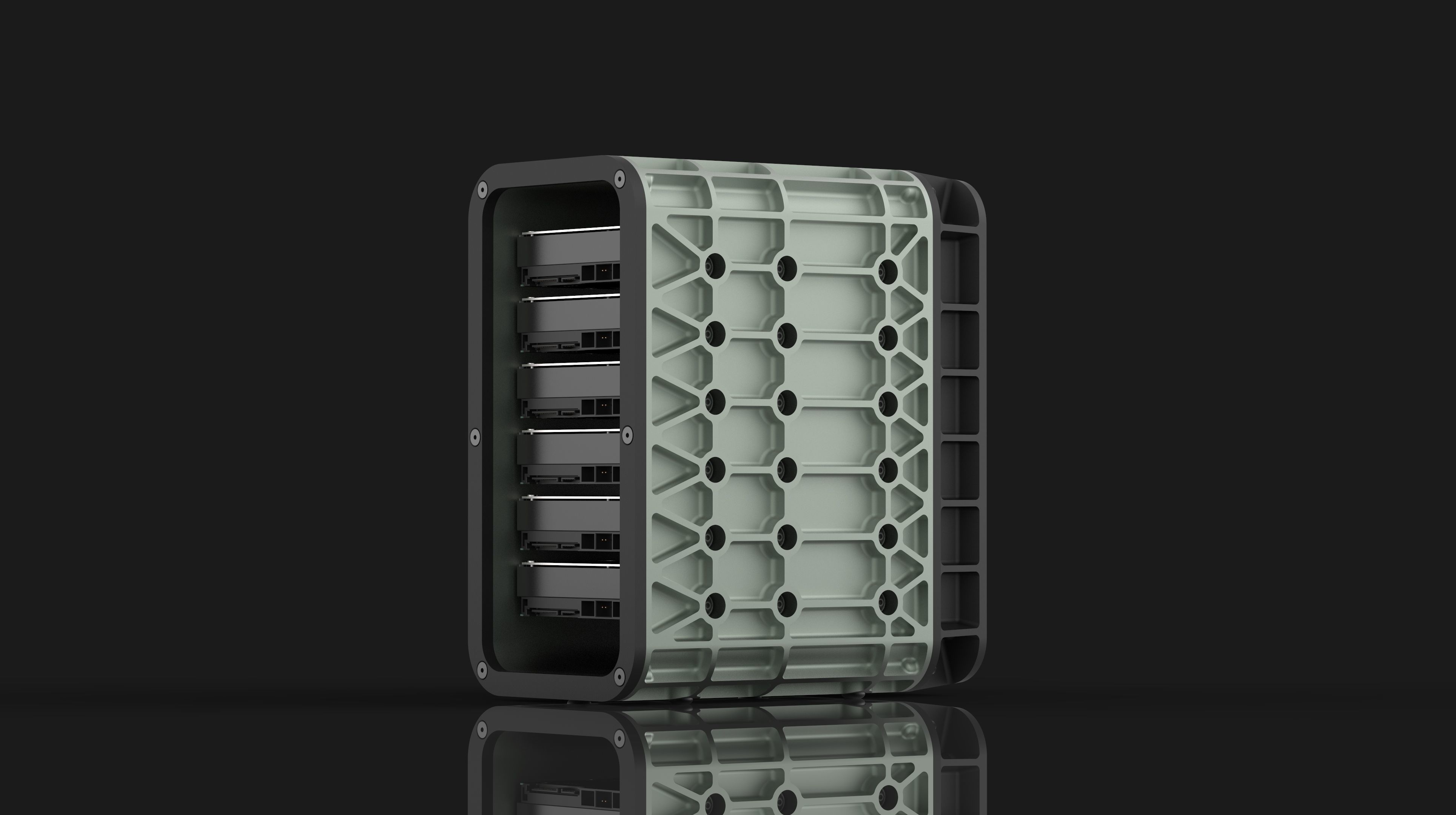 AERO SPACE HARD DRIVE ENCLOSURES - SSD - HDD - 4 OR 6 DRIVE 3D print model_17