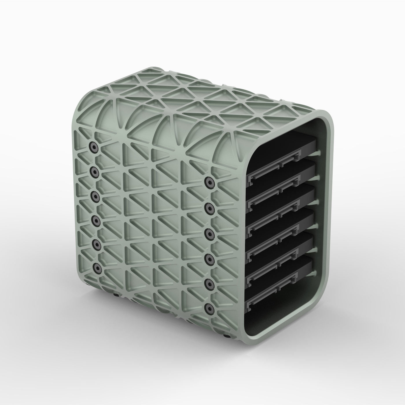 AERO SPACE HARD DRIVE ENCLOSURES - SSD - HDD - 4 OR 6 DRIVE 3D print model_4