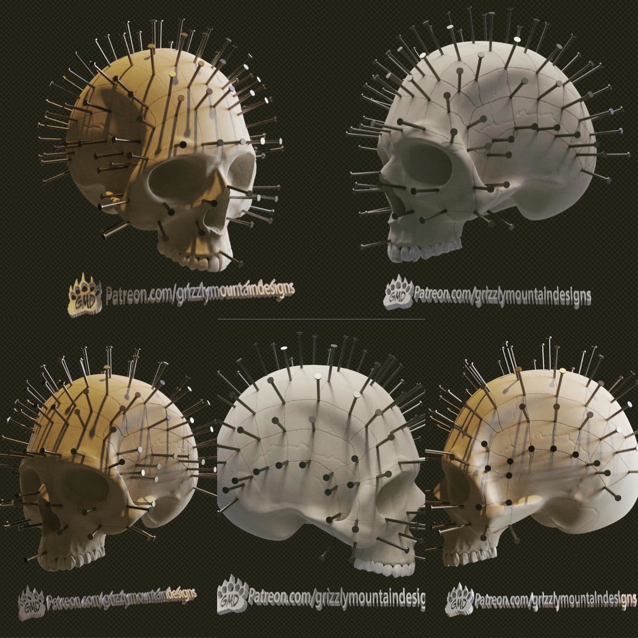 Hellraiser Pinhead style skull with nails ready to print 3D model 3D