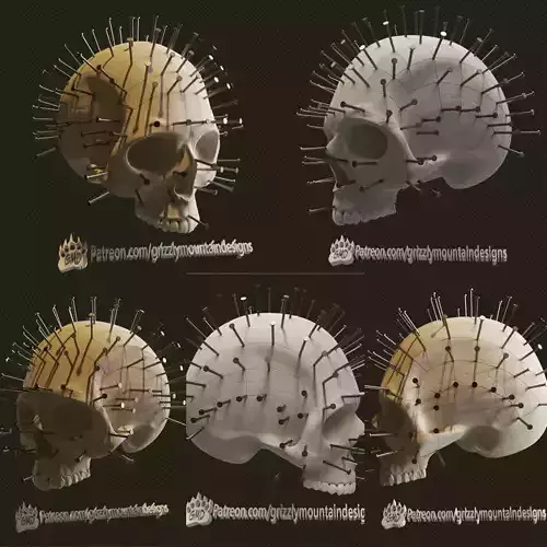 Hellraiser Pinhead style skull with nails ready to print 3D print model
