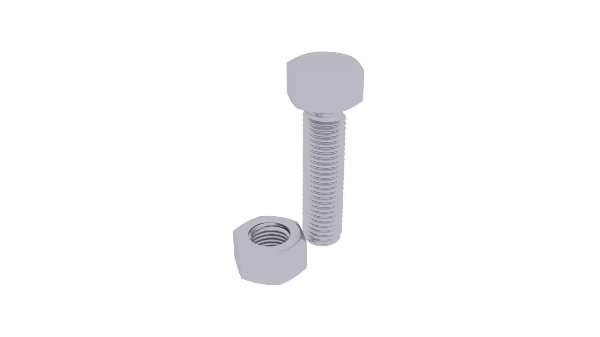 Hex Head and Bolt Nut 3D model