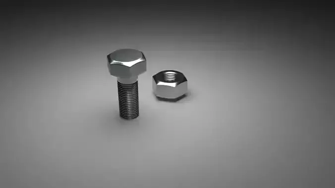 Hex Bolt and Nut 3D model