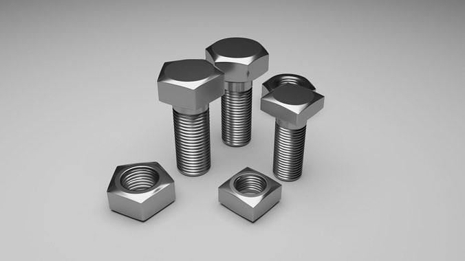 Bolts and Nuts Set 3D model