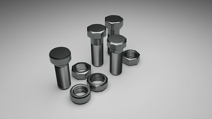 Bolts and Nuts Set 3D model