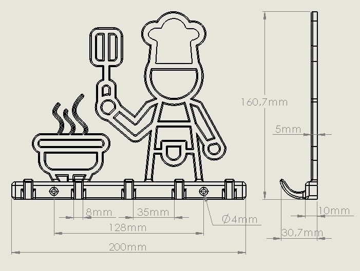 Kitchen hanger l Key hanger 3D print model_4