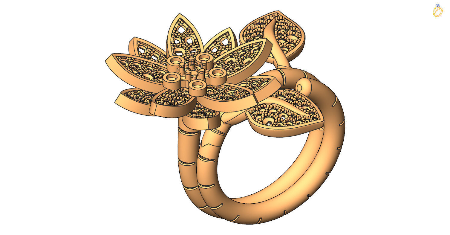 Lotus Between the Finger Ring 3D print model_13