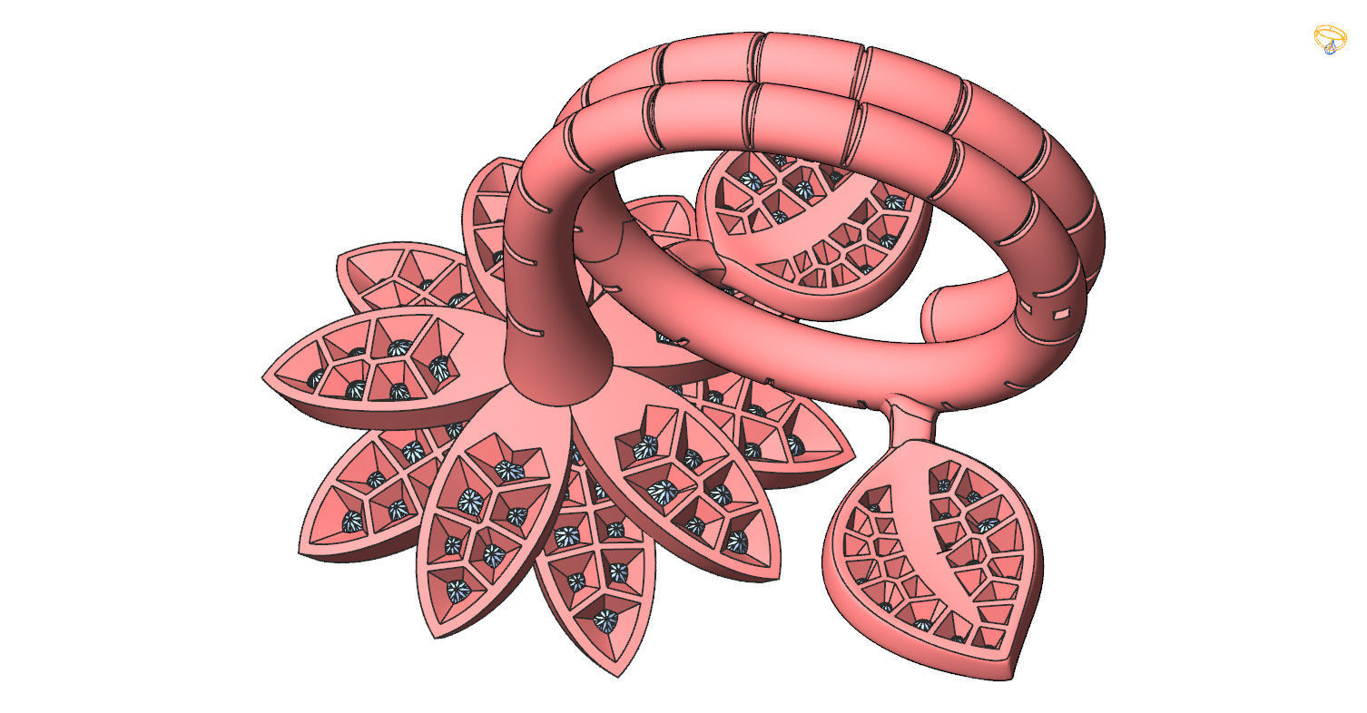Lotus Between the Finger Ring 3D print model_10