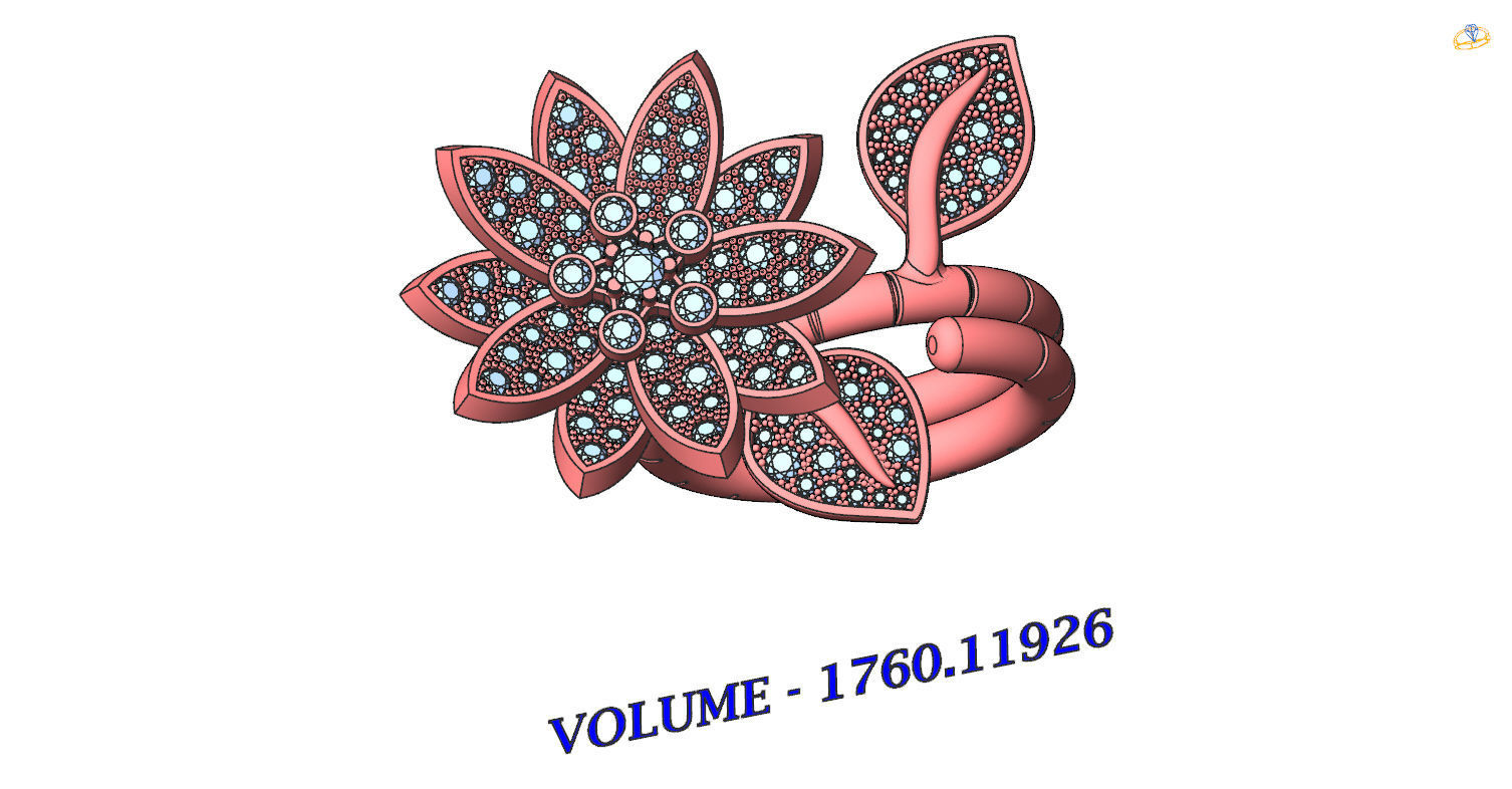 Lotus Between the Finger Ring 3D print model_9