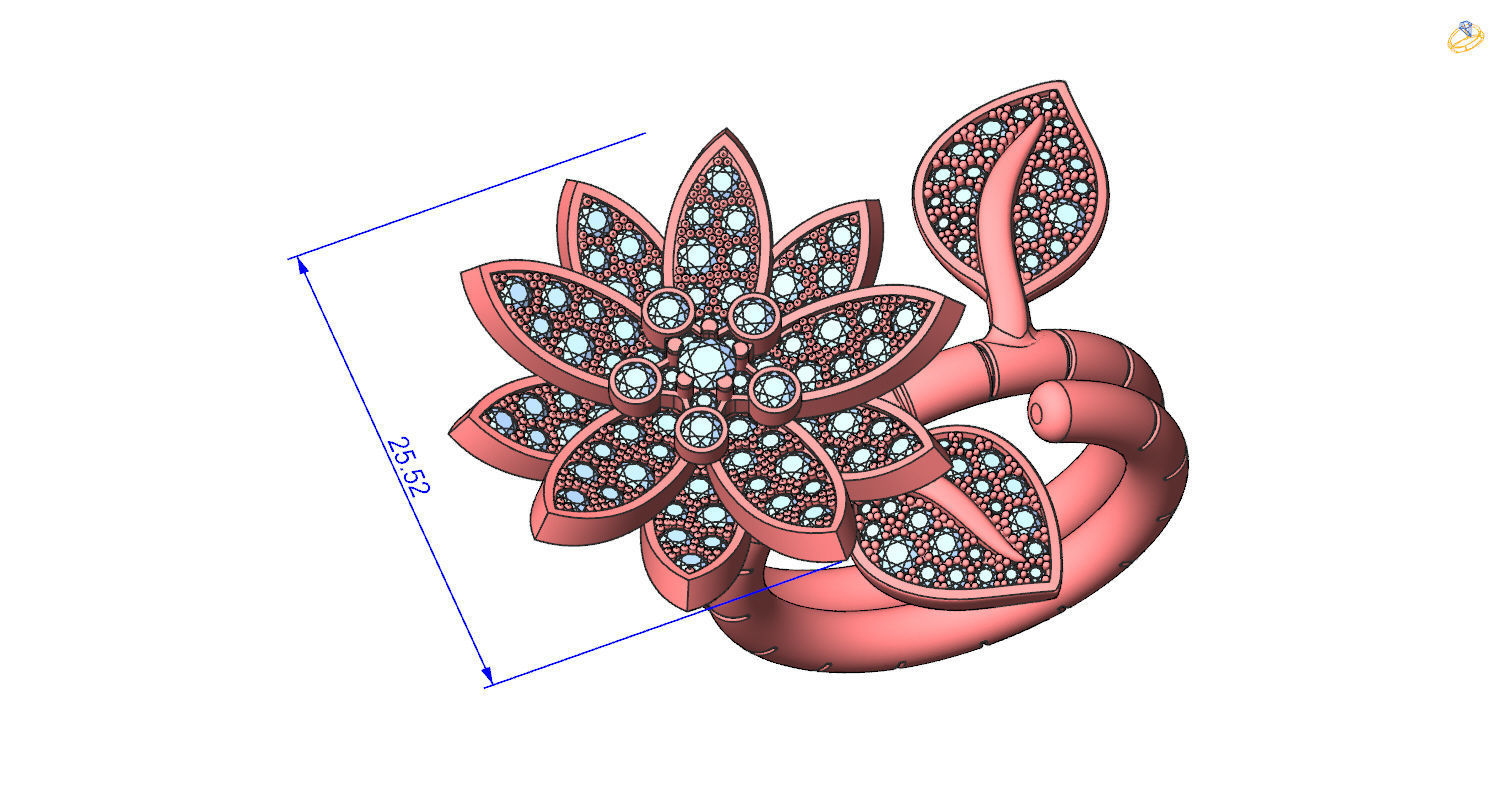 Lotus Between the Finger Ring 3D print model_8