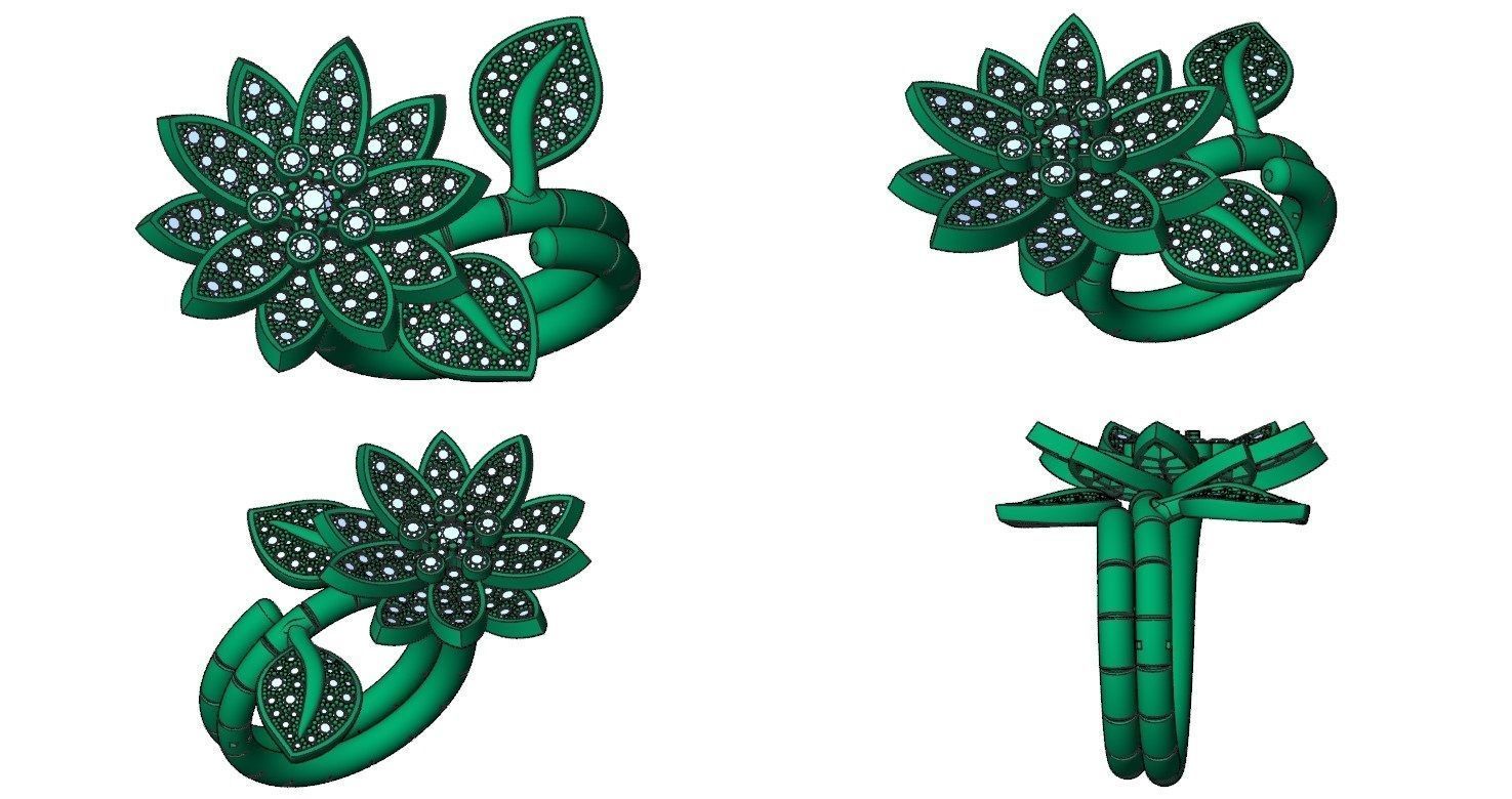 Lotus Between the Finger Ring 3D print model_3