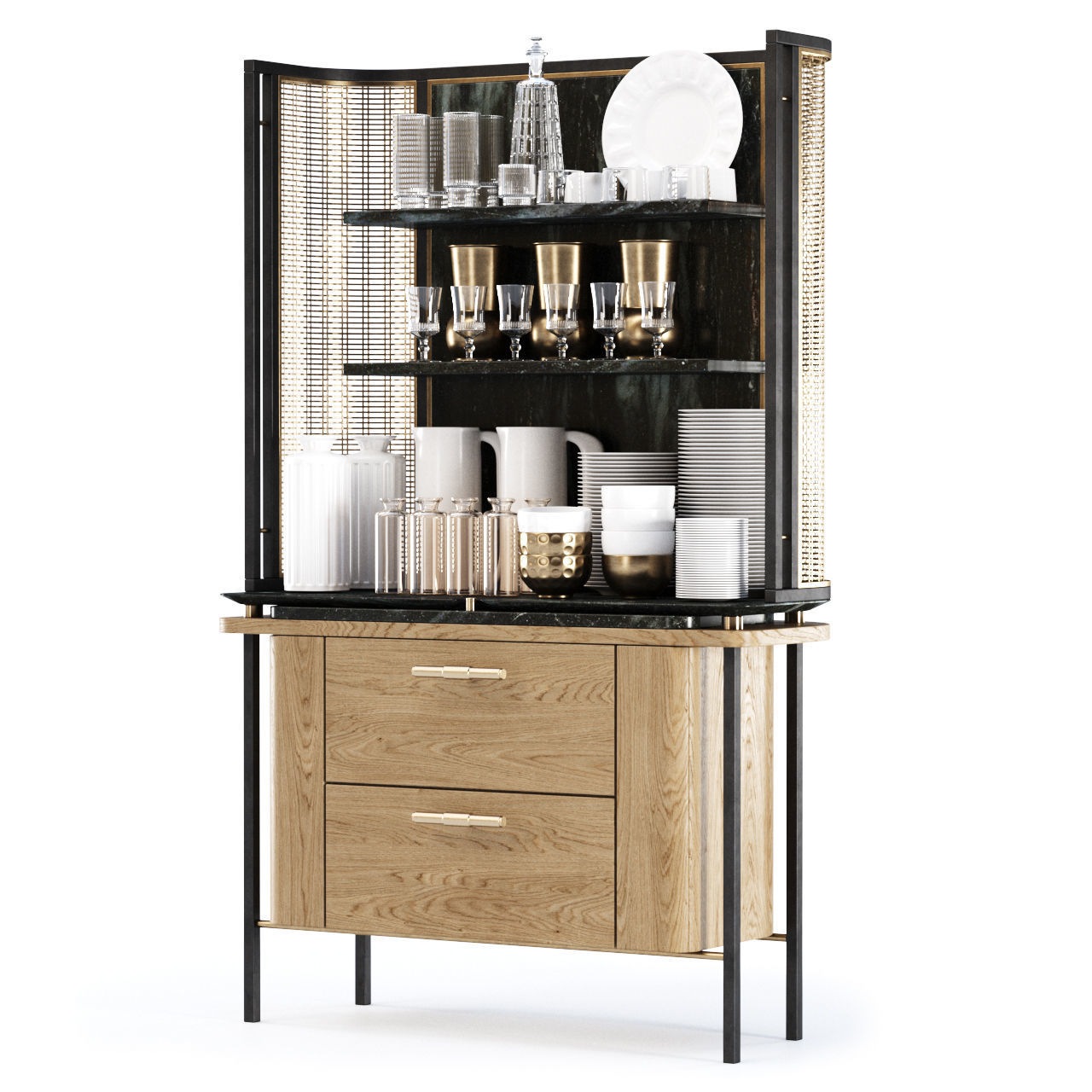 Katty modern sideboard with dishes by Bpoint Design  3D model_1